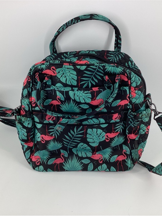 lug Handbags - lug Mni Puddle Jumper in Flamingo Print Crossbody Bag or Tote Black/Teal/Pink
